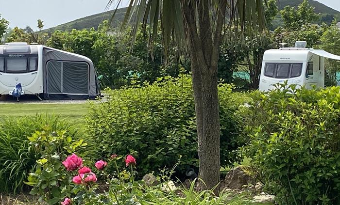 Room for your accommodation, awning and car plus plenty of space between pitches.